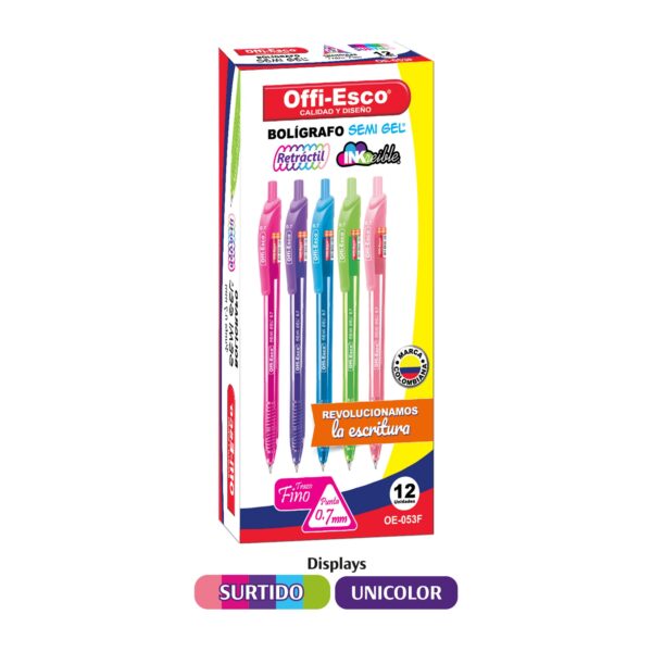 Bolígrafo semi gel 0.7 mm retráctil