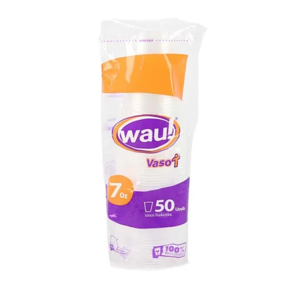 VASO WAU RIGIDO TRANSP.  7.0 ONZ*50 (60)